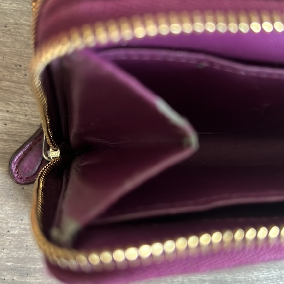 Coach Small Purple and Floral Print Accordion Zip Wallet/Wristlet - Picture 6 of 15